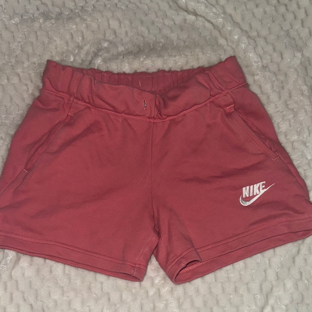 Nike Red Athletic Shorts Elastic Waistband Soft Fabric